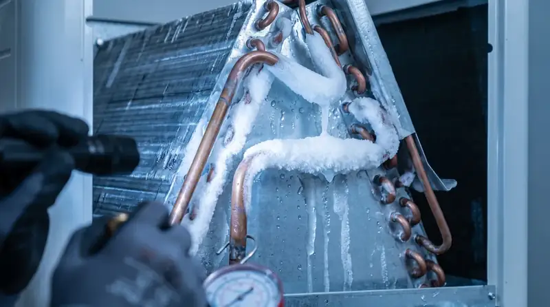Technician diagnosing AC not cooling properly in a Dubai apartment