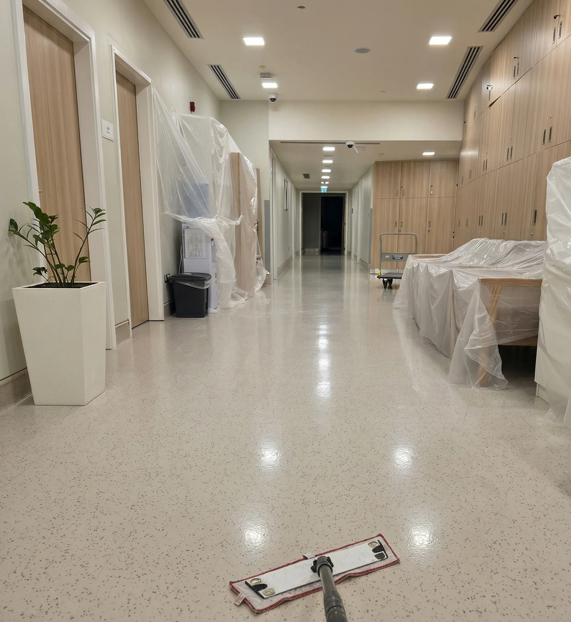 Building lobby marble stone tile wall cladding and elevator area finishing Dubai